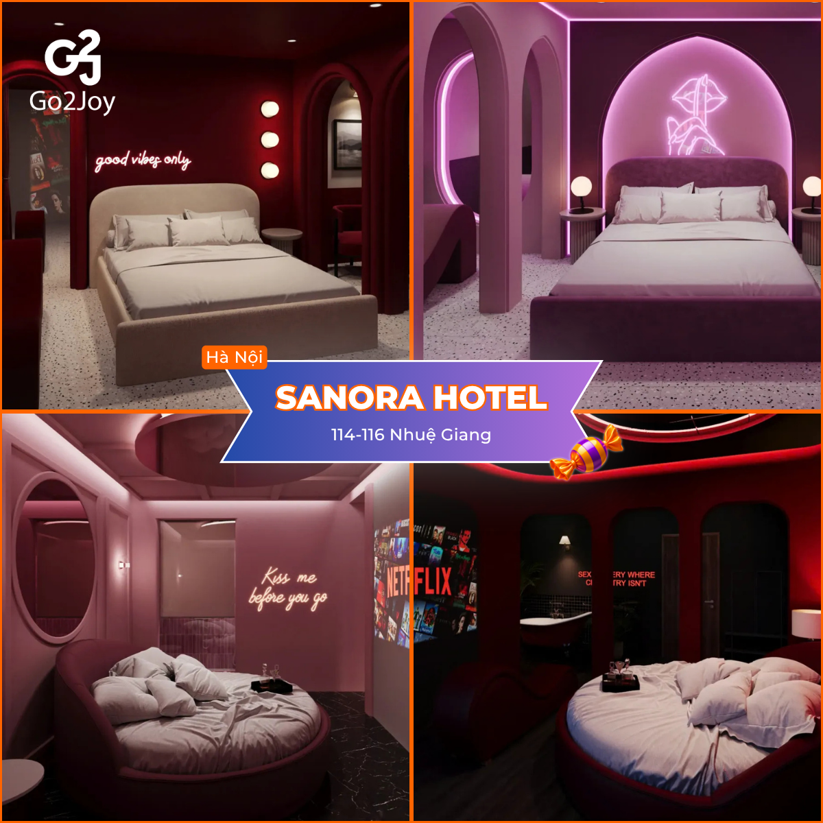 Sanora Hotel với phòng neon đỏ hồng cho buổi hẹn Halloween tại Hà Nội