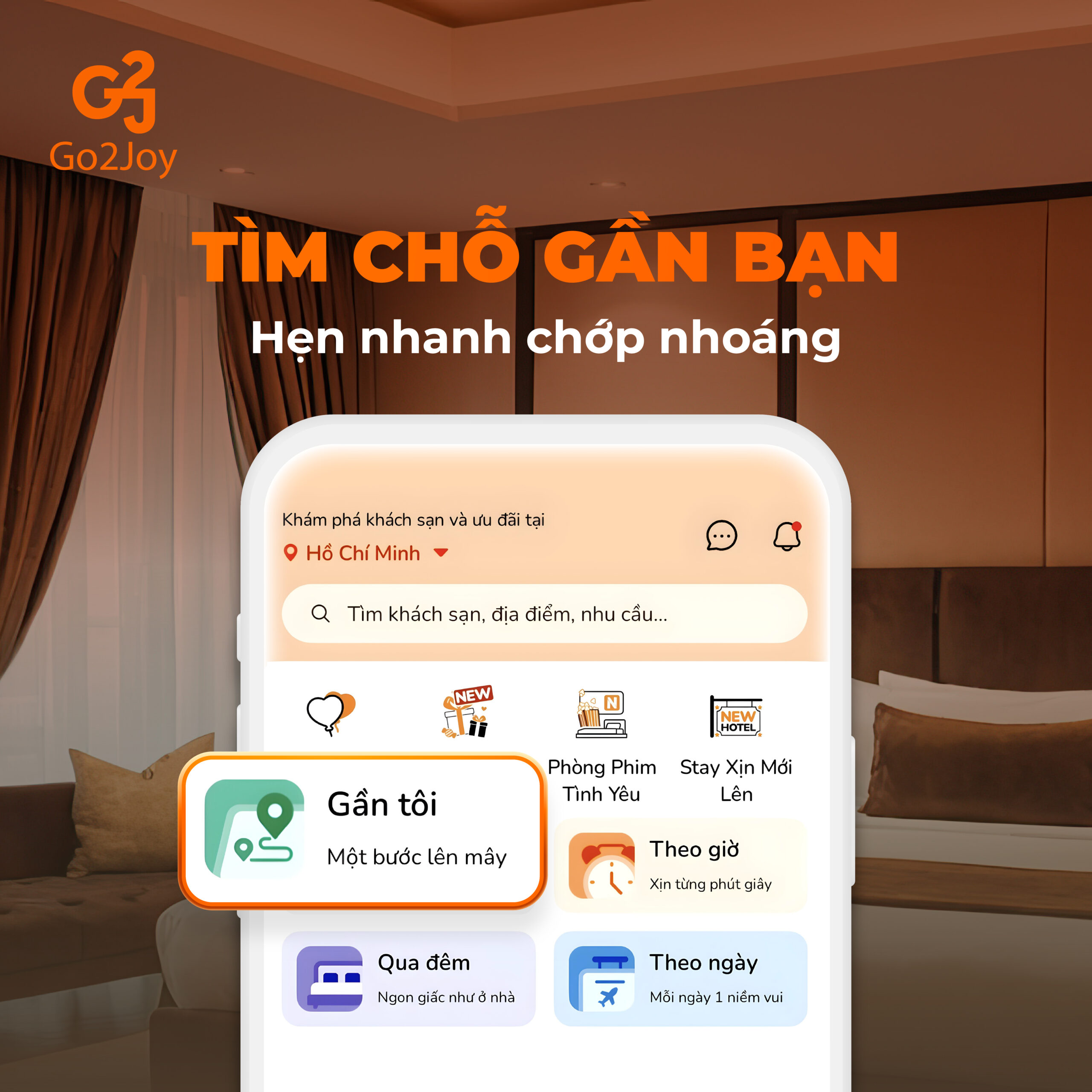 Tìm phòng khách sạn gần nhất trên Go2Joy